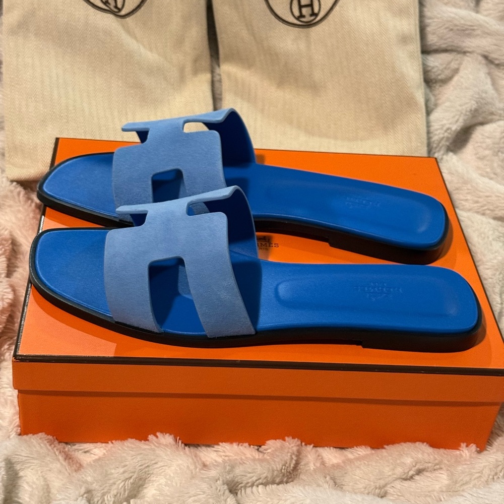 💯 Authentic Hermes Blue Oran Sandals - Picture 5 of 5